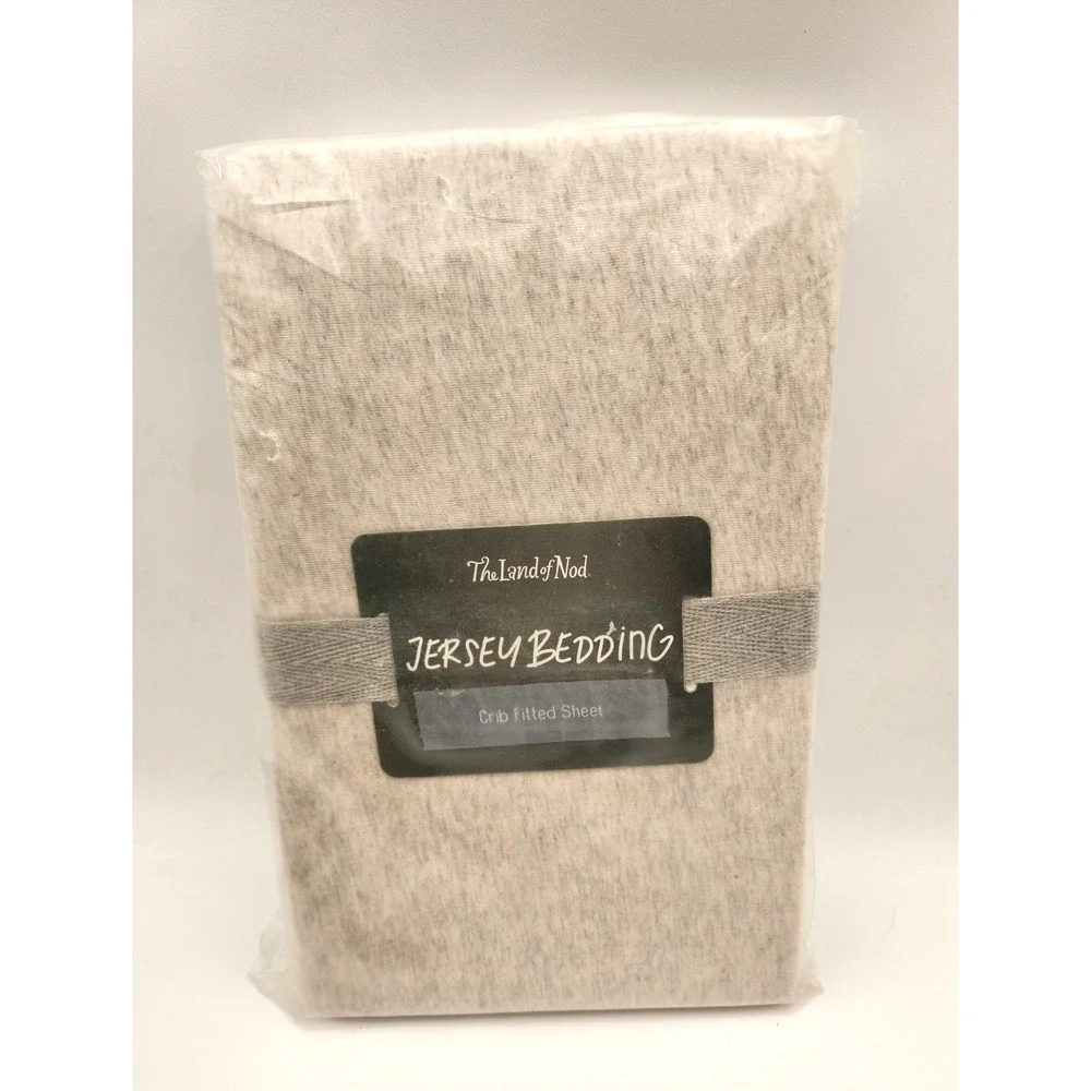 LAND OF NOD | NWT NIP Jersey Bedding Fitted Crib Sheet Heather Gray Baby Toddler